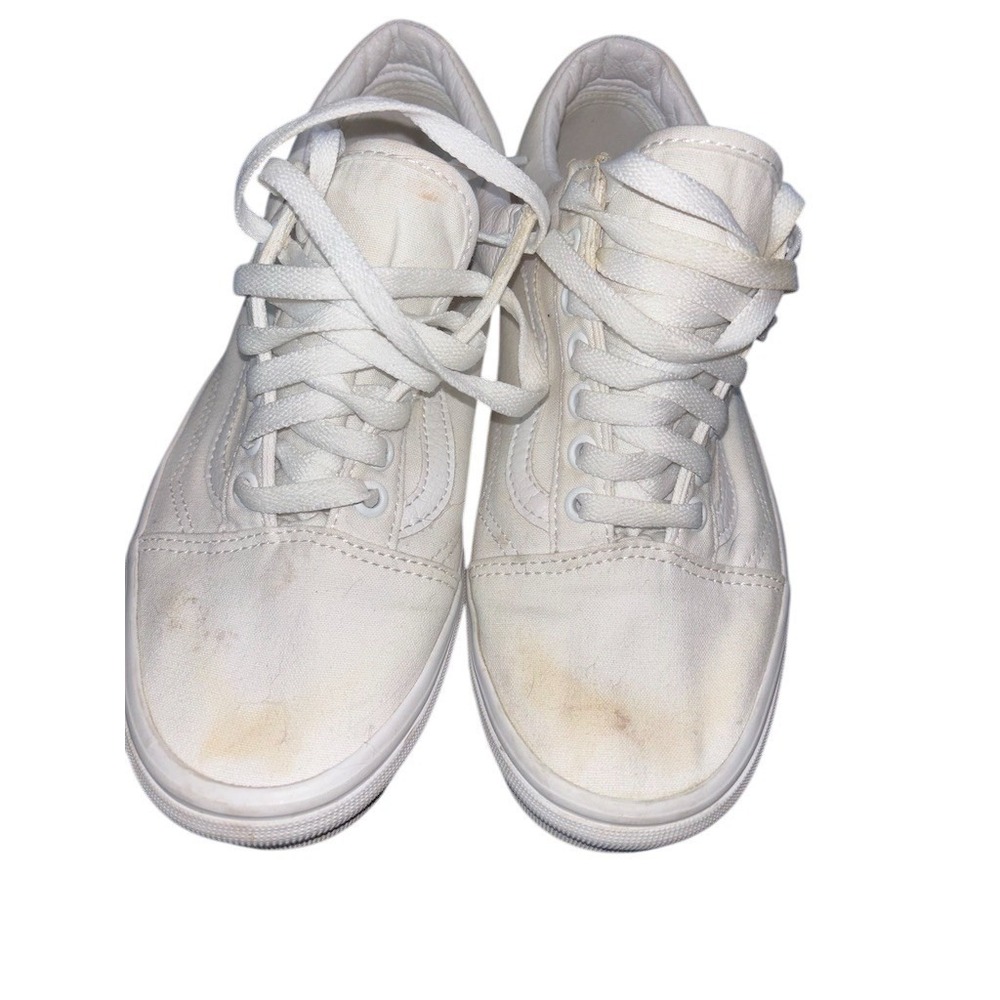 Vans Old Skool Low‎ Top Skate Shoes Sneakers White Unisex US 9 / 7.5 whiteout